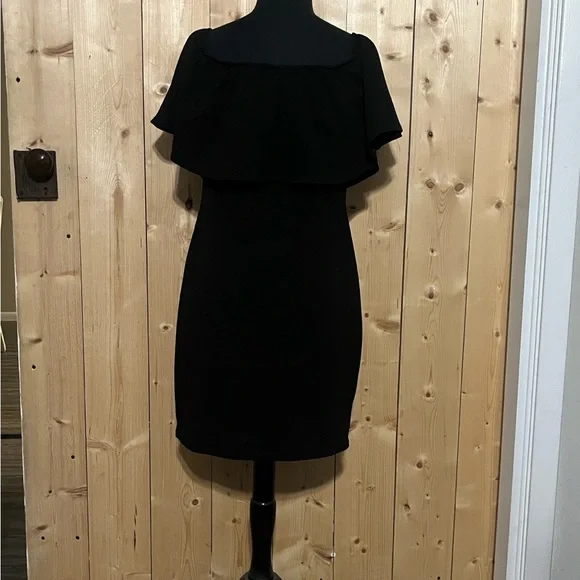 Chic Black Ruffle Off-Shoulder Mini Dress - Picture 2 of 3